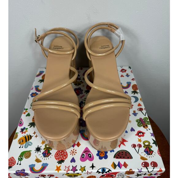 New Jeffrey Campbell Mamba Platform Sandal in Dusty Nude Patent Size 11 - Picture 2 of 9
